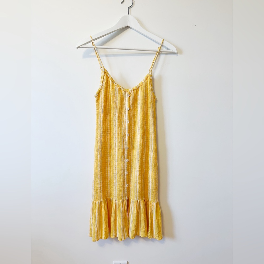 Patrons of peace summer stretchy yellow beach dress size xs